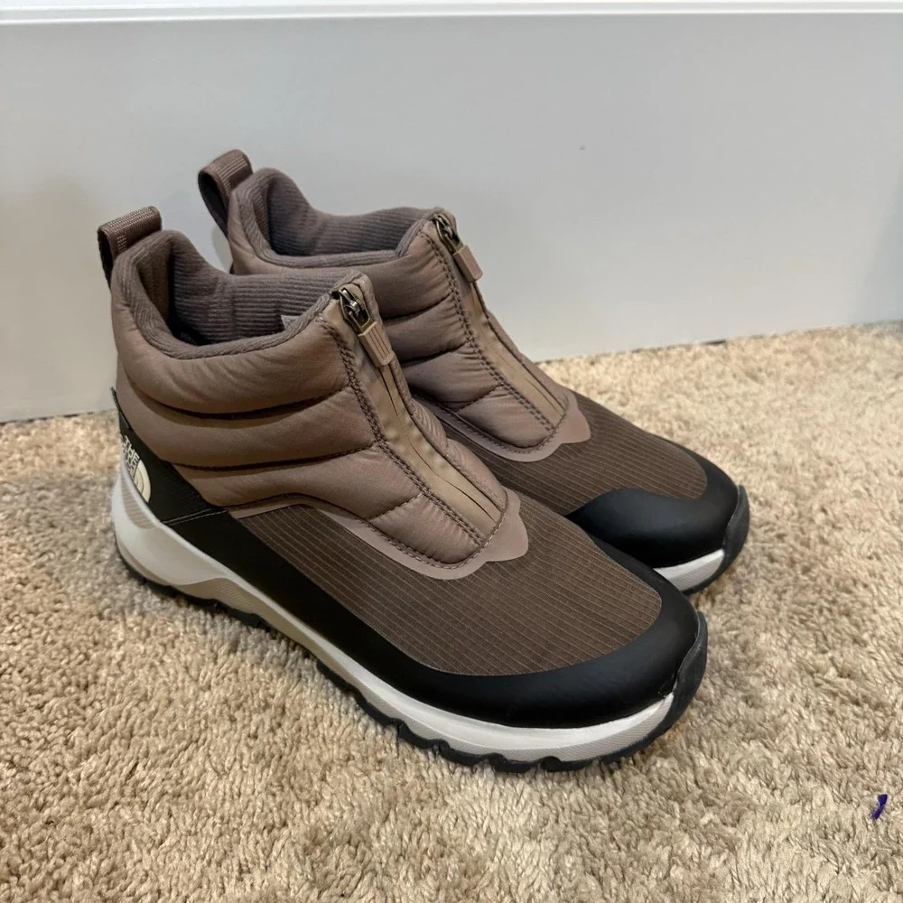 The North Face ThermoBall Eco Zip Ankle Snow Boots Brown Womens 8 NF0A5LWF